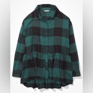 American Eagle Oversized Flannel Babydoll Shirt